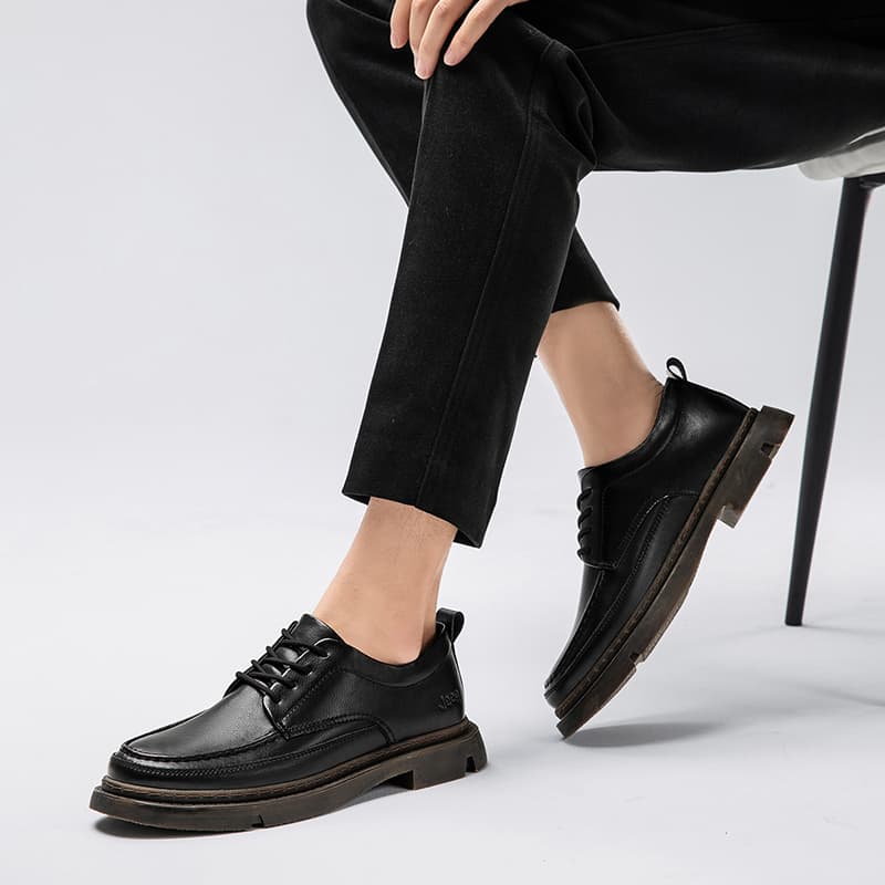 Jeep Повседневная кожаная обувь Мужские низкие кеды Черные