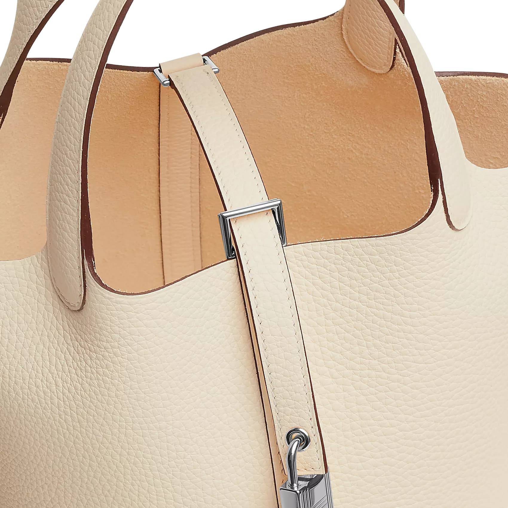 HERMES Пикотиновый замок Clemence Bullock Кожаная сумка 18 Женская I2 Nata Кремовый Белый