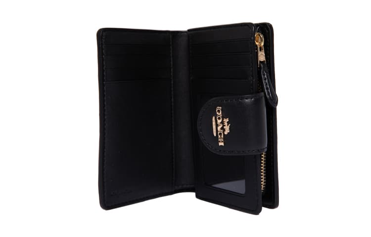 Холщовая сумка COACH на угловой молнии с кожаной сумкой на запястье, клатч-кошелек, женский коричневый/черный