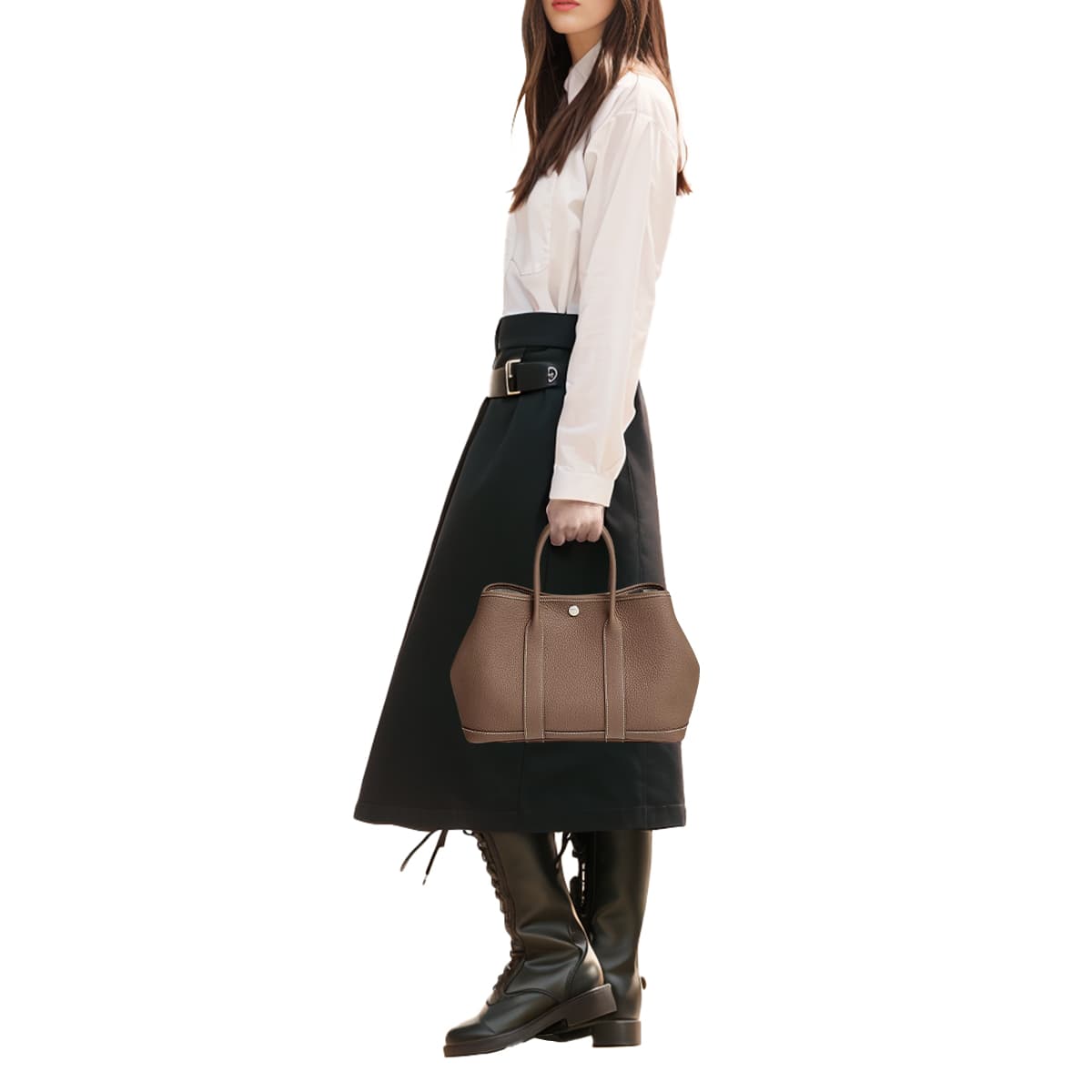 HERMES Garden Party Negonda Садовая сумка из телячьей кожи 30 Унисекс 18 Этап Серый Слон