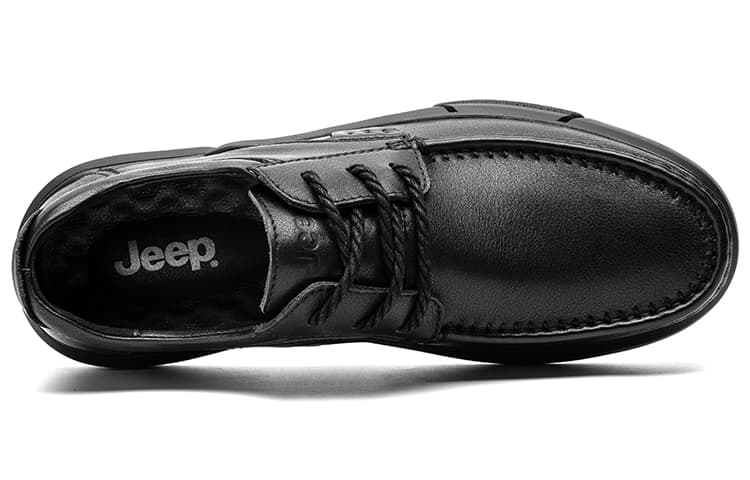 Jeep Повседневная кожаная обувь Мужские низкие кеды Черные