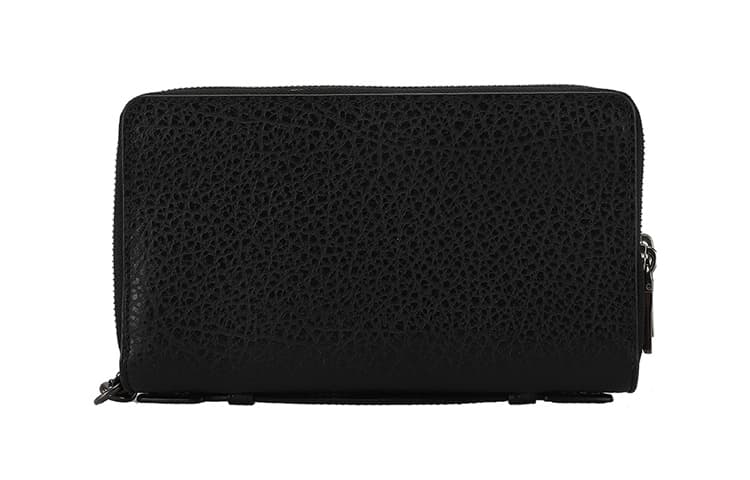 Кошелек COACH с двойной молнией, кожаный кошелек-клатч, большой мужской, черный