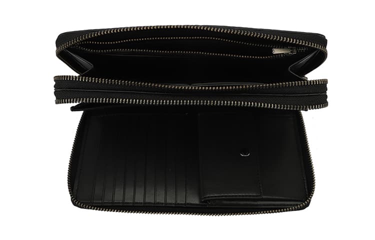 Кошелек COACH с двойной молнией, кожаный кошелек-клатч, большой мужской, черный