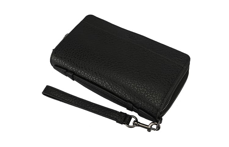 Кошелек COACH с двойной молнией, кожаный кошелек-клатч, большой мужской, черный