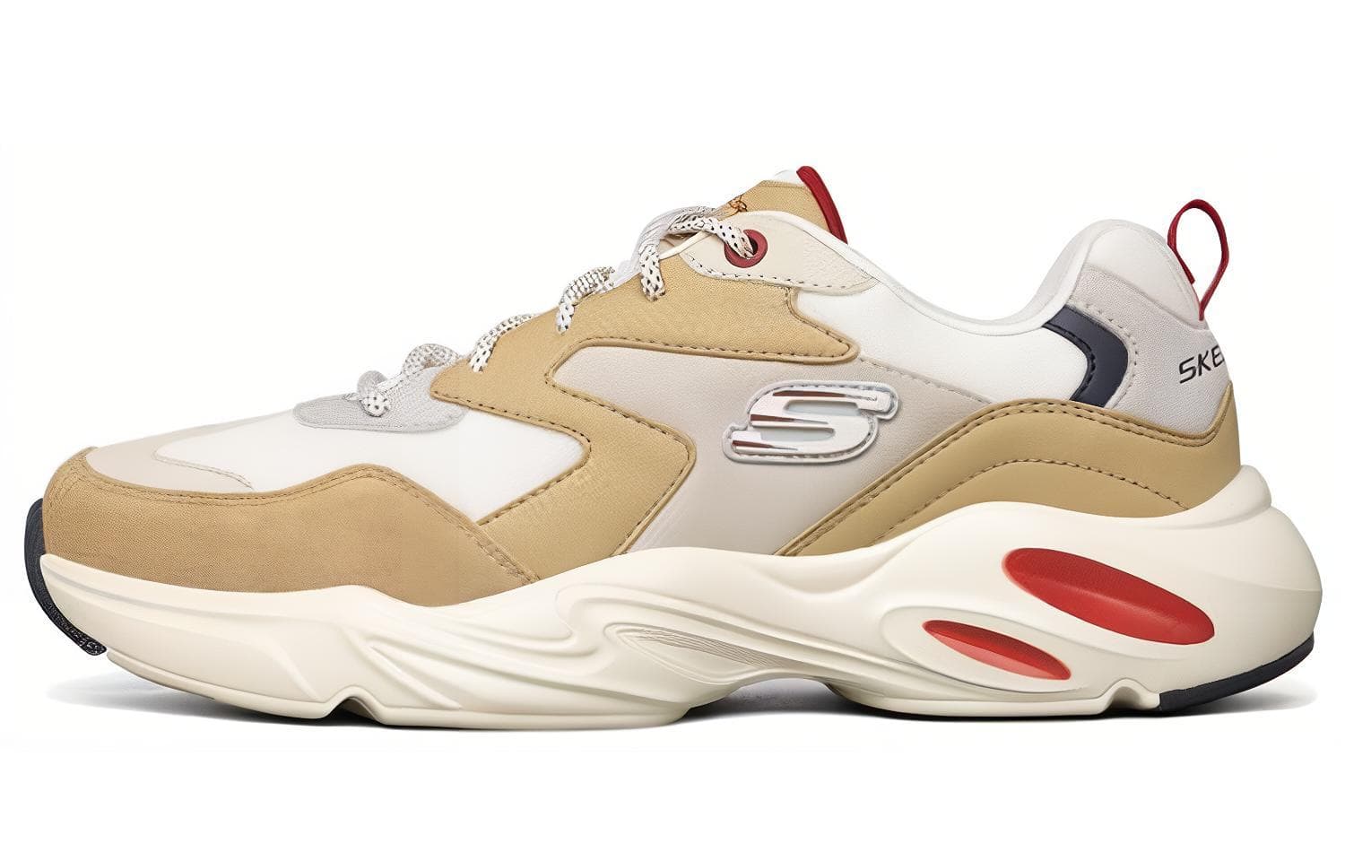 Skechers Stamina Airy D'Lites Wear-Resistant Low-Top Chunky Sneakers Men's White Gray Umber