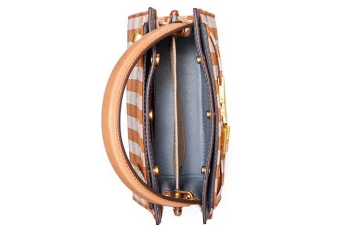 TORY BURCH Lee Radziwill Кожаная сумка через плечо, сумка через плечо, сумочка Trumpets женская оранжево-белая клетка