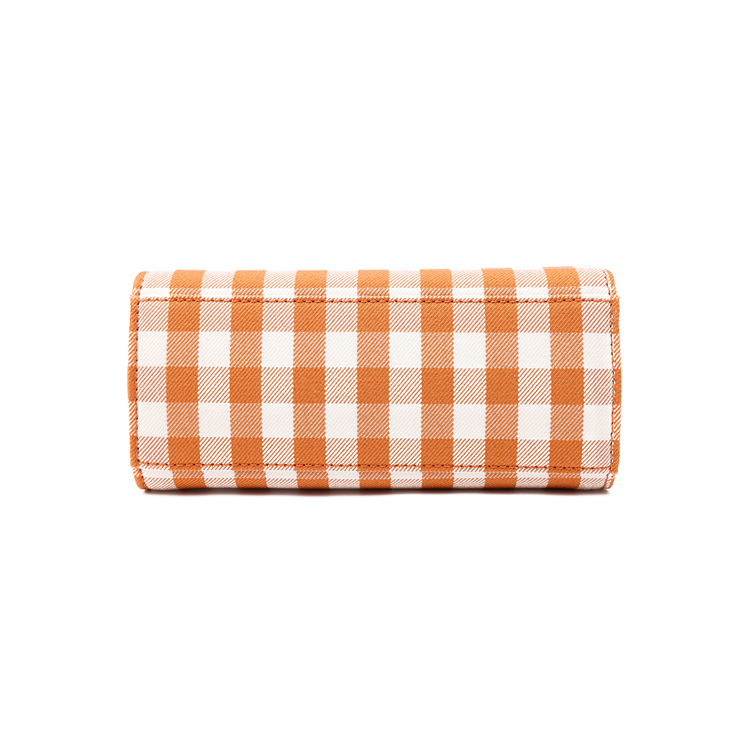 TORY BURCH Lee Radziwill Кожаная сумка через плечо, сумка через плечо, сумочка Trumpets женская оранжево-белая клетка