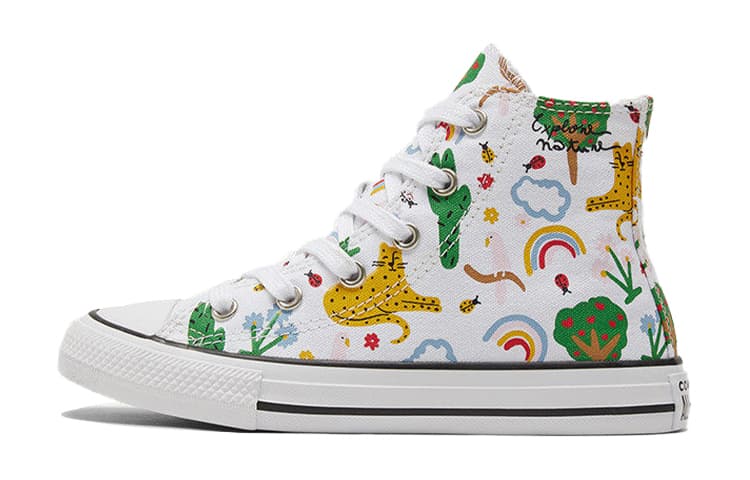 Converse Chuck Taylor All Star High Top Kids Canvas Shoes White Green