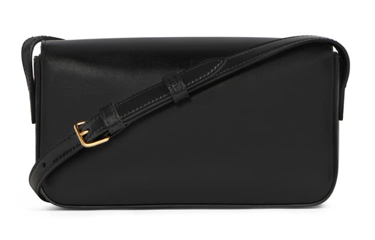 CELINE Claude Сумка на плечо из блестящей коровьей кожи женская, черная