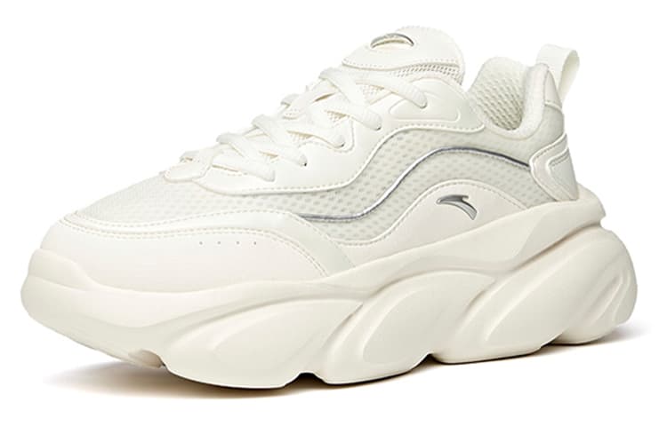 Противоскользящие, устойчивые к истиранию, дышащие низкие кеды с амортизаторами Anta, массивные женские кроссовки белого цвета