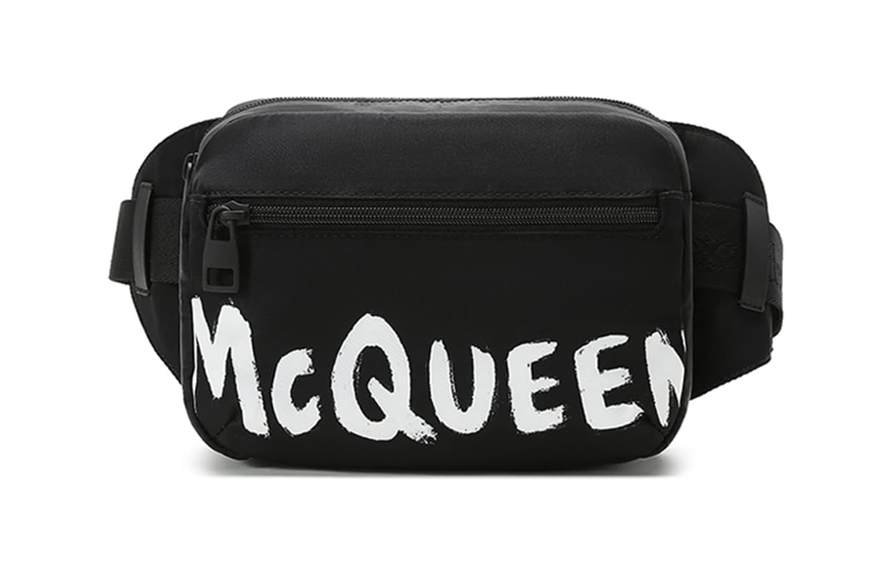 Alexander McQueen Fabric Crossbody Bags Fanny Pack Sling Bags Men's Black White