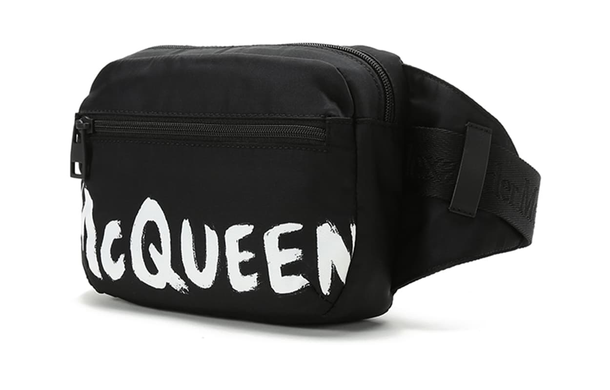 Alexander McQueen Тканевые сумки через плечо Поясная сумка Мужские сумки на ремне Черный Белый