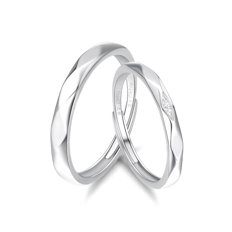 FANCI S925 Серебряный комплект с парой колец с драгоценными камнями унисекс