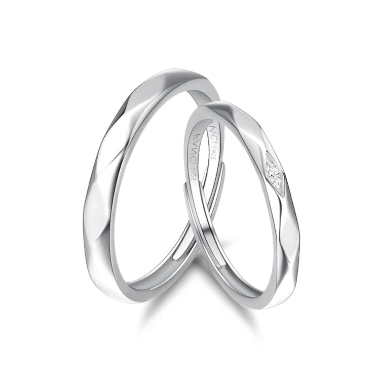 FANCI S925 Серебряный комплект с парой колец с драгоценными камнями унисекс