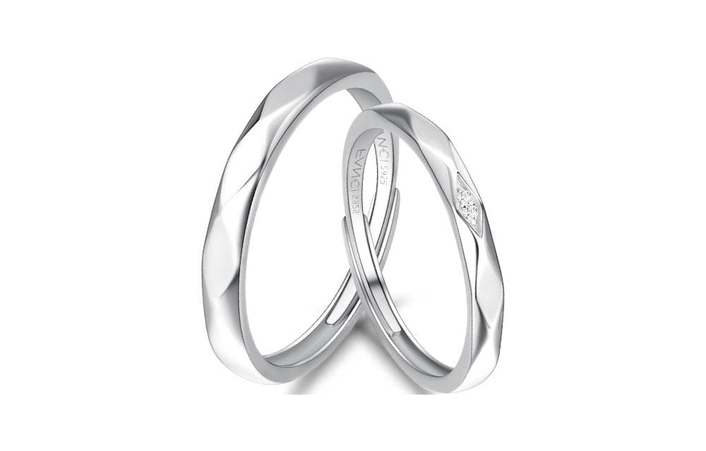 FANCI S925 Серебряный комплект с парой колец с драгоценными камнями унисекс