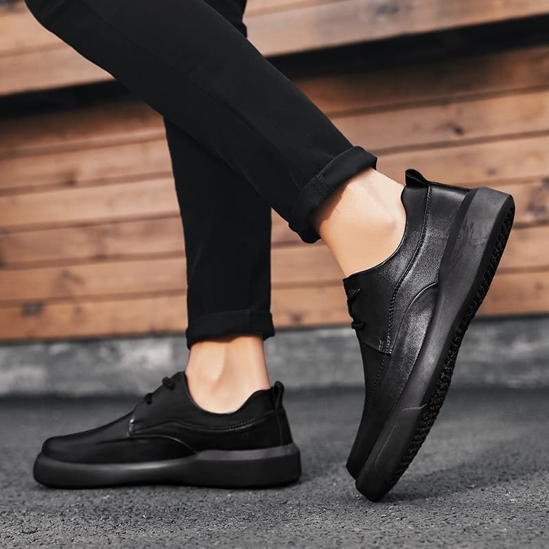 Jeep Повседневная кожаная обувь Мужские низкие кеды Черные