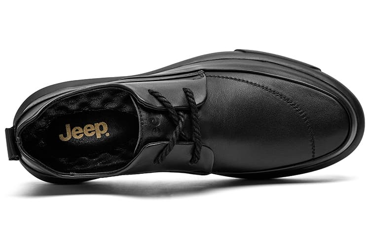 Jeep Повседневная кожаная обувь Мужские низкие кеды Черные