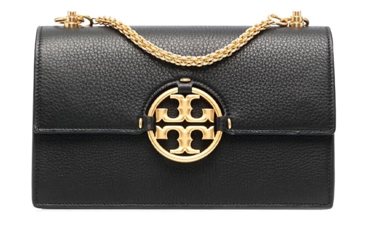 TORY BURCH Miller Grained Calfskin Trunk Bag, Portable Crossbody Bag, Shoulder Bag Women's Black