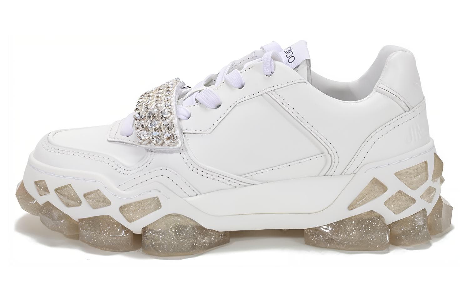 Jimmy Choo Diamond Low Top Sports Casual Shoes Women's White
