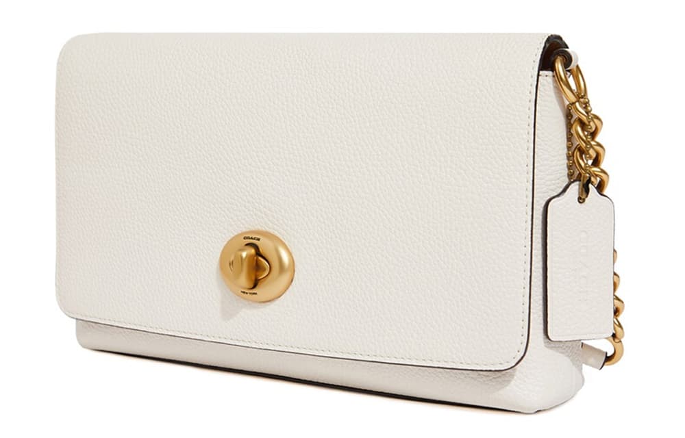 COACH Crosstown, маленькая квадратная сумка из шагреневой кожи, сумка через плечо, средний размер, женская, белая
