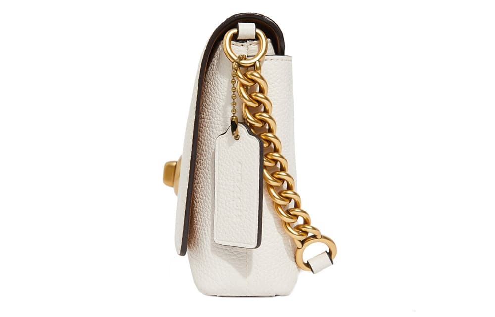 COACH Crosstown, маленькая квадратная сумка из шагреневой кожи, сумка через плечо, средний размер, женская, белая