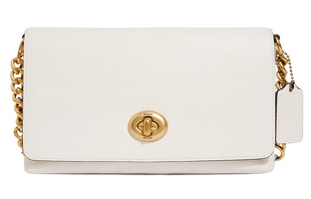 COACH Crosstown Pebbled Leather Small Square Bag Shoulder Bag Medium Size Women's White