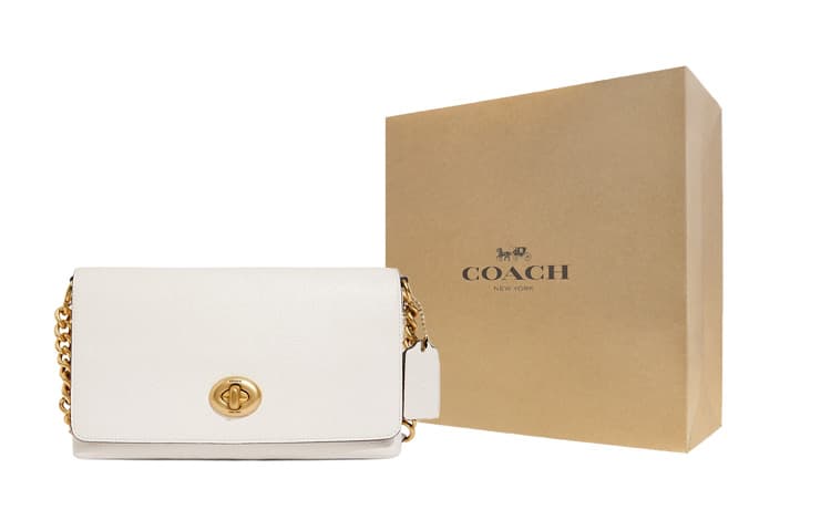 COACH Crosstown, маленькая квадратная сумка из шагреневой кожи, сумка через плечо, средний размер, женская, белая
