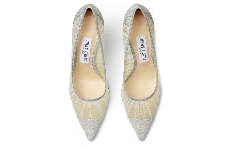 Jimmy Choo LOVE Женские туфли на высоком тонком каблуке 6,5 см, серебристые