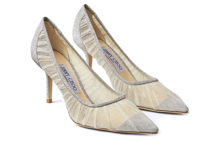 Jimmy Choo LOVE Женские туфли на высоком тонком каблуке 6,5 см, серебристые