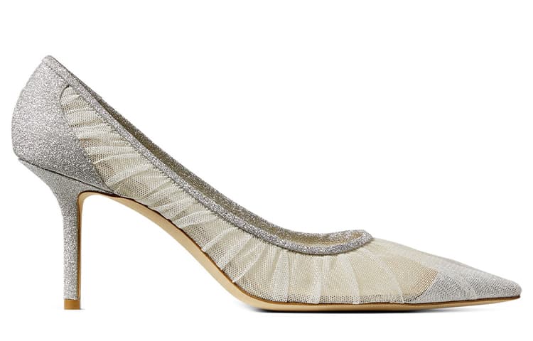 Jimmy Choo LOVE Женские туфли на высоком тонком каблуке 6,5 см, серебристые