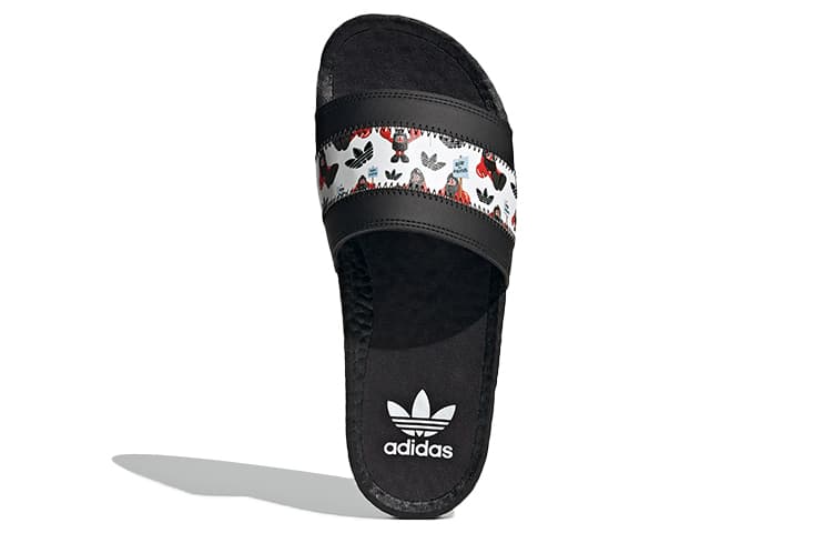 Philip Colbert X adidas originals Adilette Core Черная обувь Белая