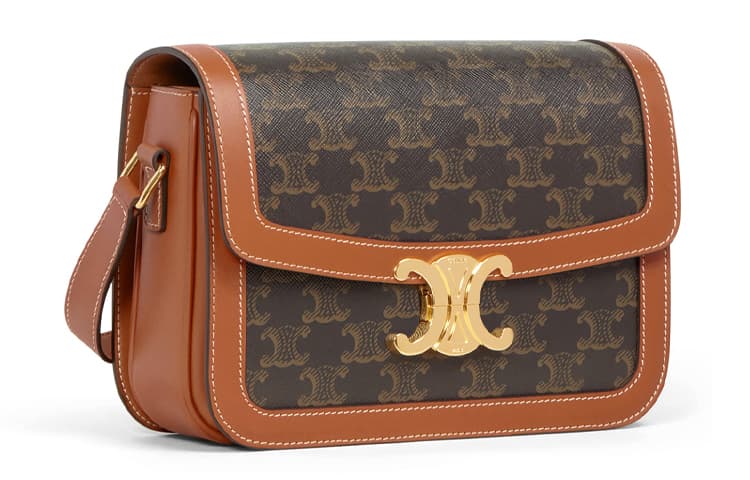 CELINE Triumph Gate Triomphe Сумка через плечо из коровьей кожи, сумка через плечо, средняя женская, желто-коричневая