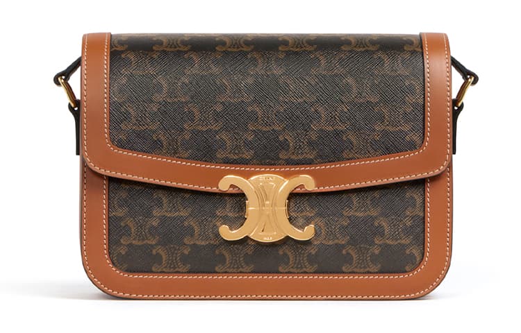 CELINE Triumph Gate Triomphe Cow Leather Shoulder Bag, Crossbody Bag Medium Women's Tawny