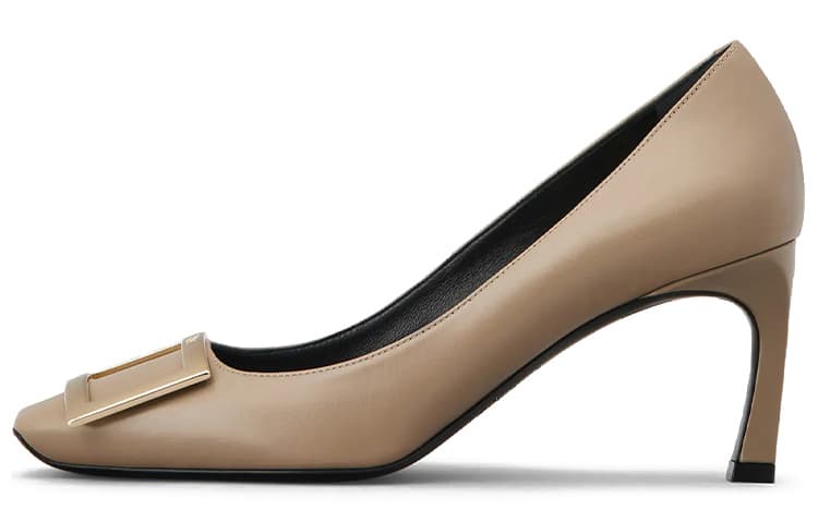 Roger Vivier Belle Vivier Trompette Slim Heel High Heels Women's Beige Yellow