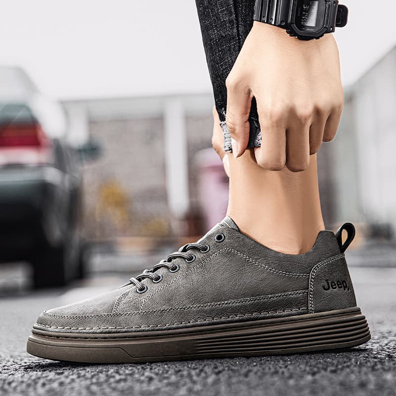 Jeep Амортизирующие, устойчивые к истиранию, легкие и дышащие низкие кроссовки для скейтборда, мужские серые