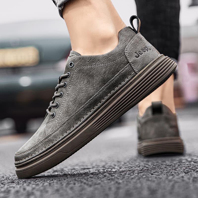 Jeep Амортизирующие, устойчивые к истиранию, легкие и дышащие низкие кроссовки для скейтборда, мужские серые