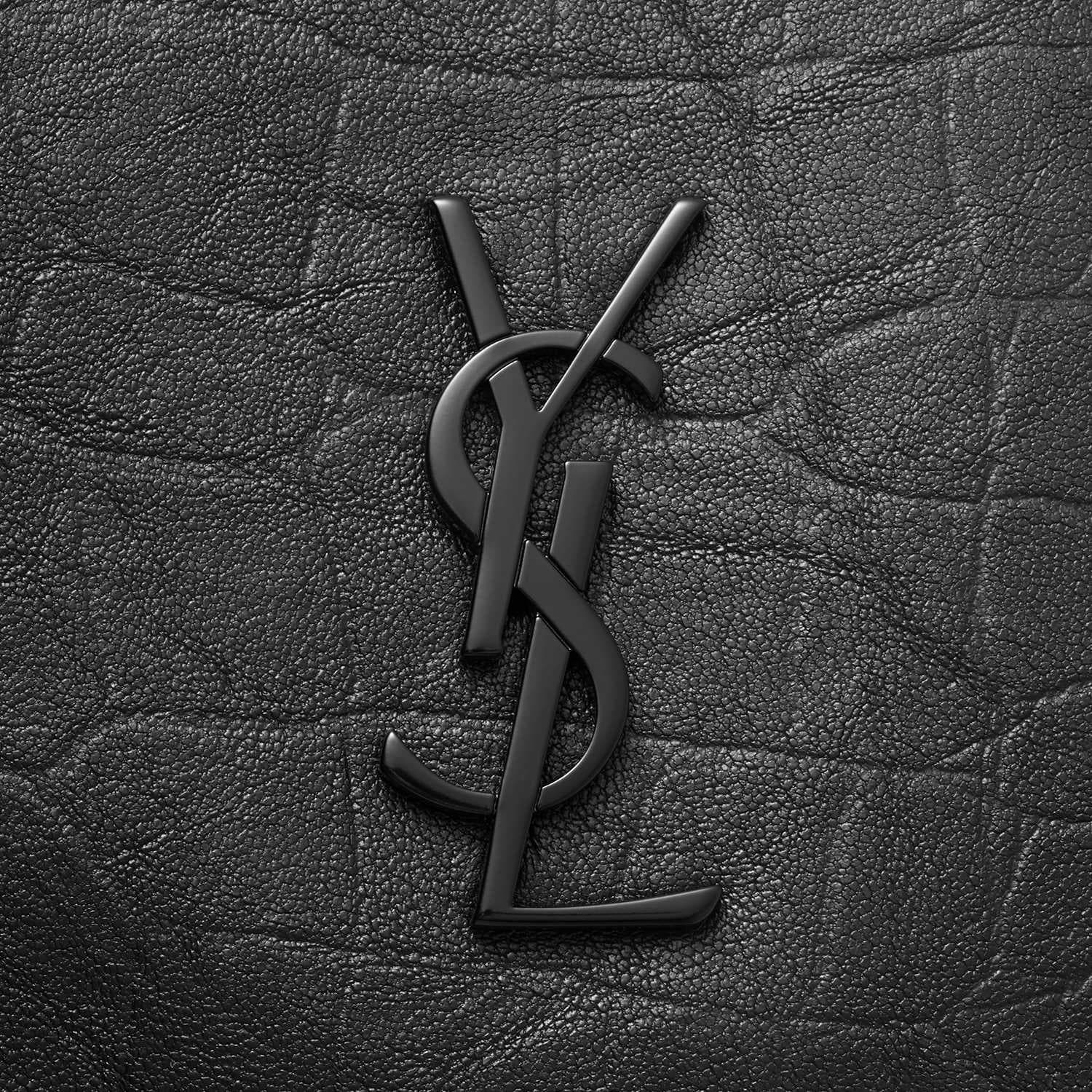 SAINT LAURENT CASSANDRE Кошелек унисекс из коровьей кожи с узором под крокодила, черный