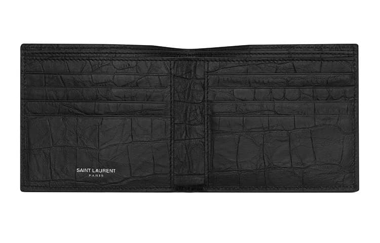 SAINT LAURENT CASSANDRE Кошелек унисекс из коровьей кожи с узором под крокодила, черный