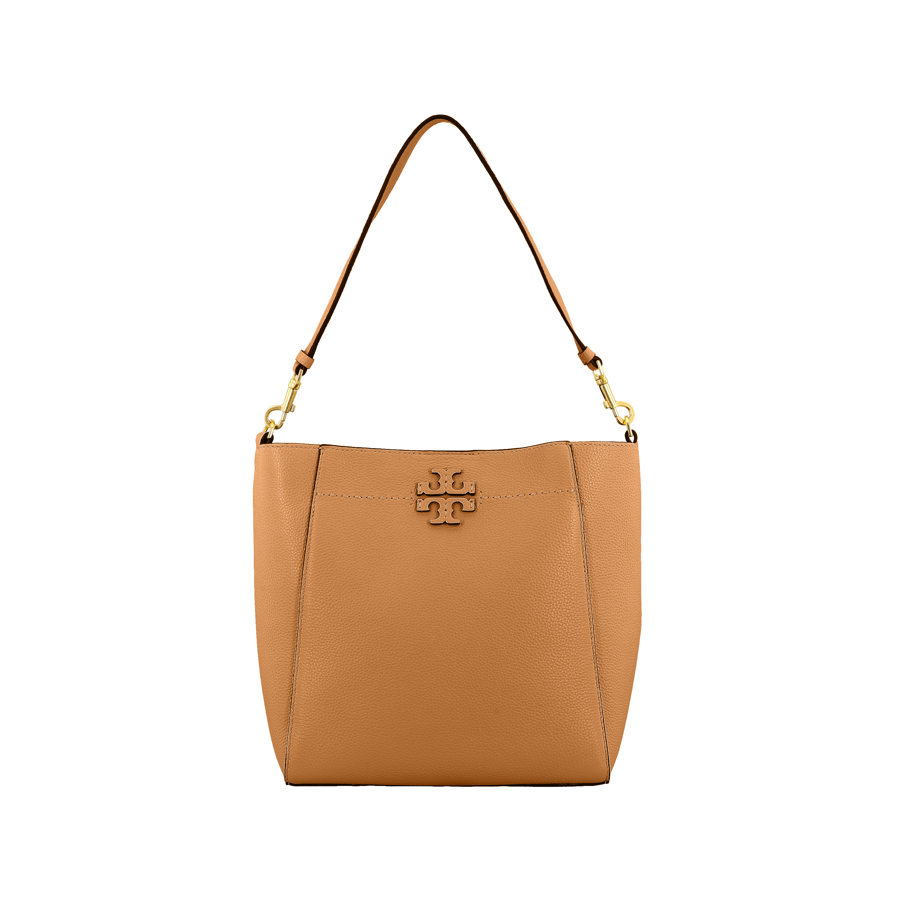 TORY BURCH McGraw Litchi Grain Cow Leather Bucket Bag, Hobo Bag, Shoulder Bag, Handbag Regular Women's Brown