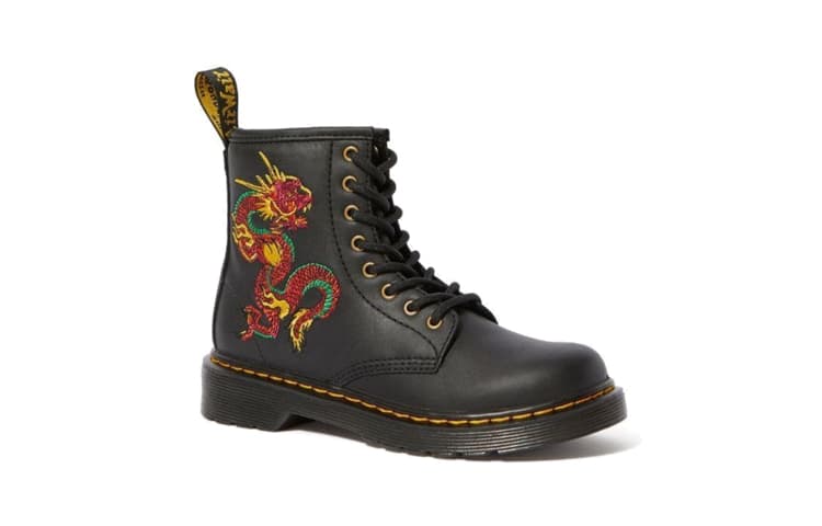 Dr.Martens 1460 Junior Dragon, устойчивые к истиранию детские ботинки с амортизаторами, черные, для детей от 3 до 7 лет