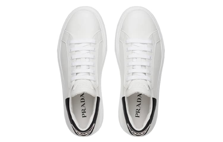 Кожаные кроссовки PRADA Macro Белый Черный