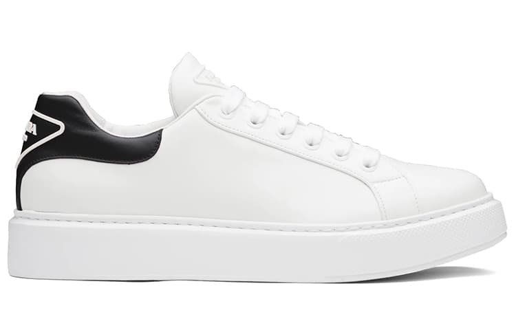 Кожаные кроссовки PRADA Macro Белый Черный