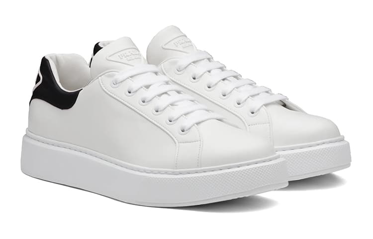 Кожаные кроссовки PRADA Macro Белый Черный
