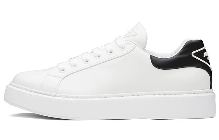 PRADA Macro Leather Sneakers White Black