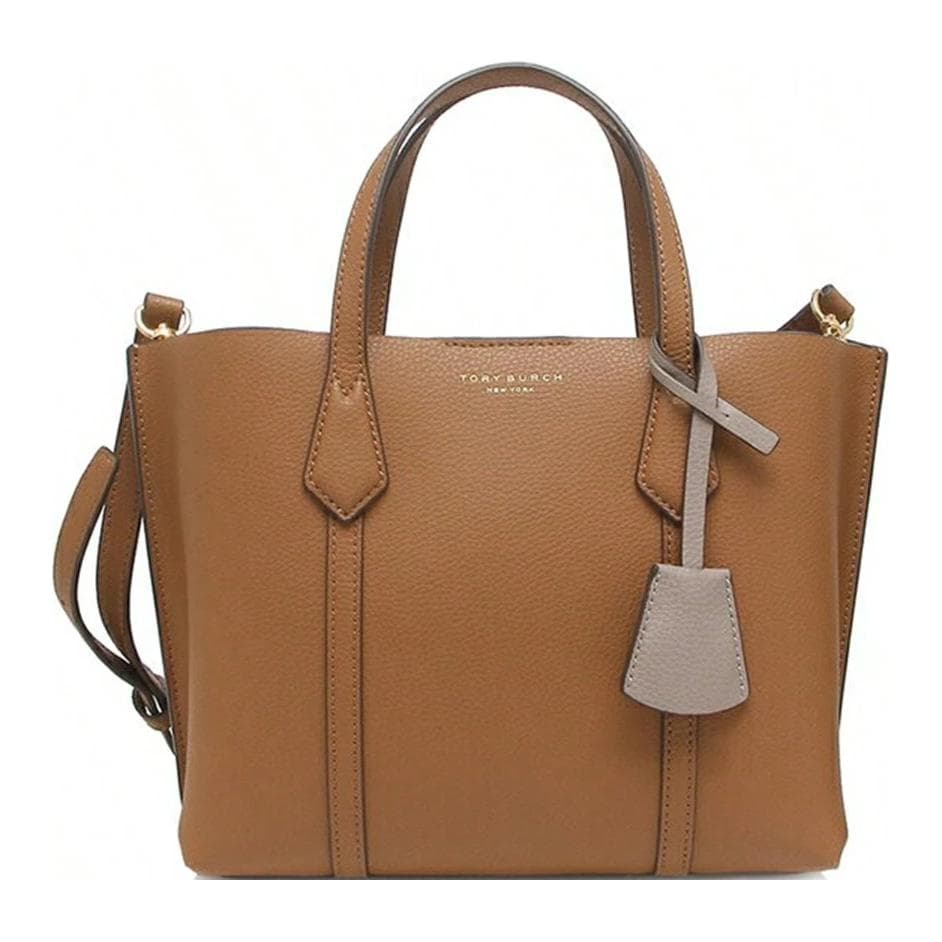 TORY BURCH Perry Leather Tote Bag Shopping Bag Handbag Shoulder Bag Crossbody Bag Small Size Women's Brown