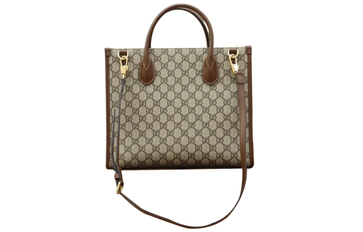 GUCCI Холст с кожаной сумкой Сумка для покупок Сумка через плечо Сумка маленького размера Унисекс Черный/Коричневый