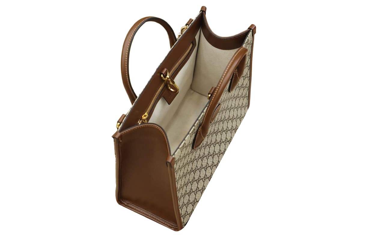 GUCCI Холст с кожаной сумкой Сумка для покупок Сумка через плечо Сумка маленького размера Унисекс Черный/Коричневый