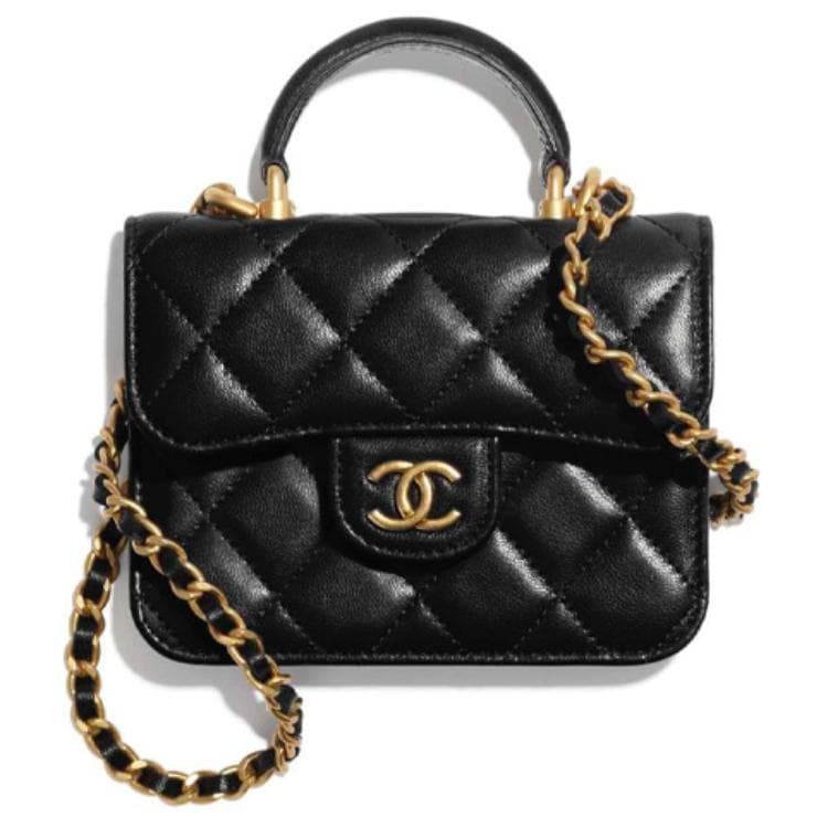 CHANEL Sheepskin Flap Bag Handbag, Shoulder Bag, Crossbody Bag Mini Women's Black