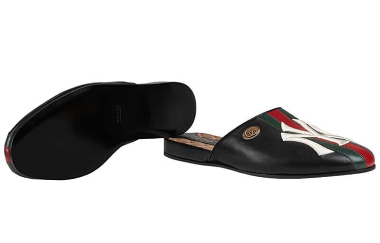 Женские тапочки GUCCI New York Yankees X GUCCI Princetown, черные, женские