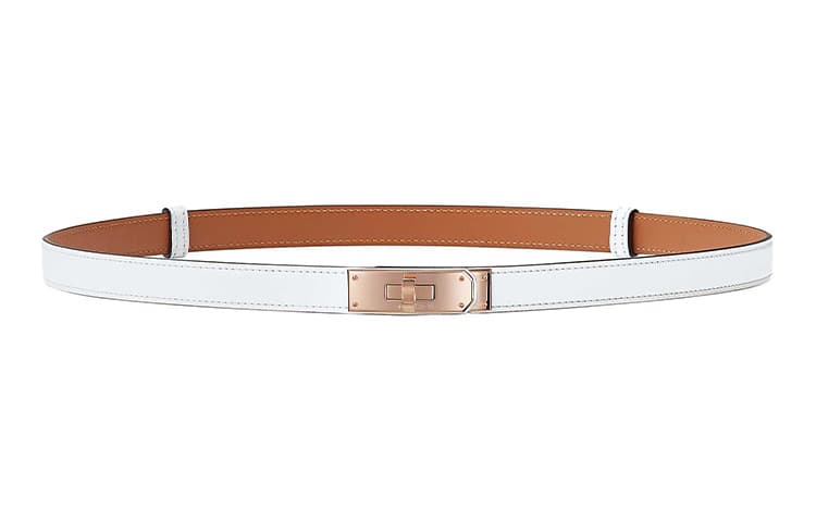 HERMES Cow Leather Belts Women's White 1.8cm